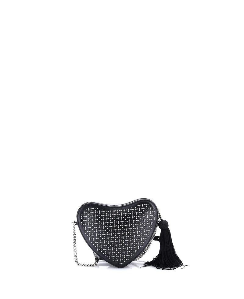 Pre-Owned Saint Laurent Small Love Heart Tassel Chain Bag Studded Leather