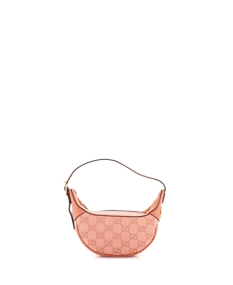Pre-Owned Gucci Mini Ophidia Half Moon Bag Gg Canvas with Leather