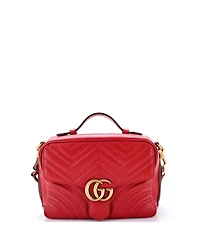 Pre-Owned Gucci Small Gg Marmont Zip Around Camera Bag Matelasse Leather