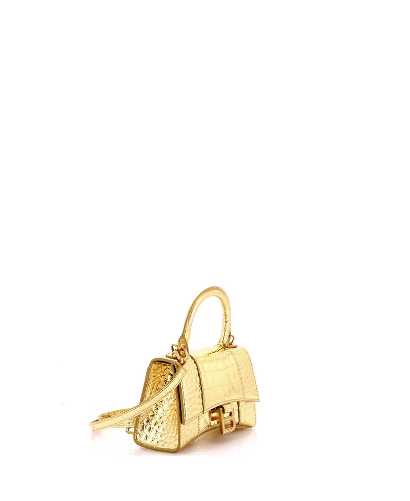 Pre-Owned Balenciaga Xs Hourglass Top Handle Bag Embossed Leather