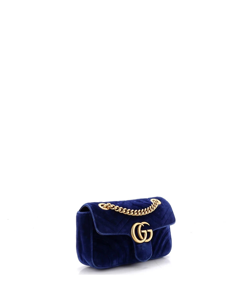 Pre-Owned Gucci Mini Gg Marmont Flap Bag Matelasse Velvet