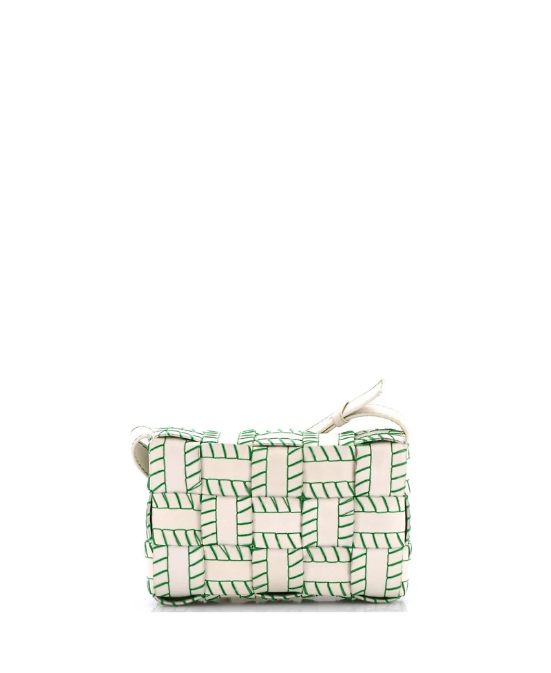 Pre-Owned Bottega Veneta Medium Cassette Crossbody Bag Baseball Stitch Maxi Intrecciato Leather