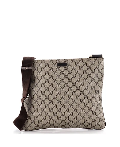 Pre-Owned Gucci Large Zip Top Messenger Bag Gg Coated Canvas