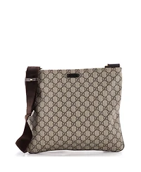 Pre-Owned Gucci Large Zip Top Messenger Bag Gg Coated Canvas