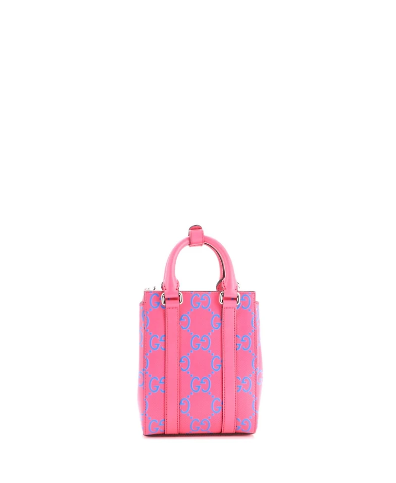 Pre-Owned Gucci Mini Convertible Open Tote Gg Embossed Perforated Leather