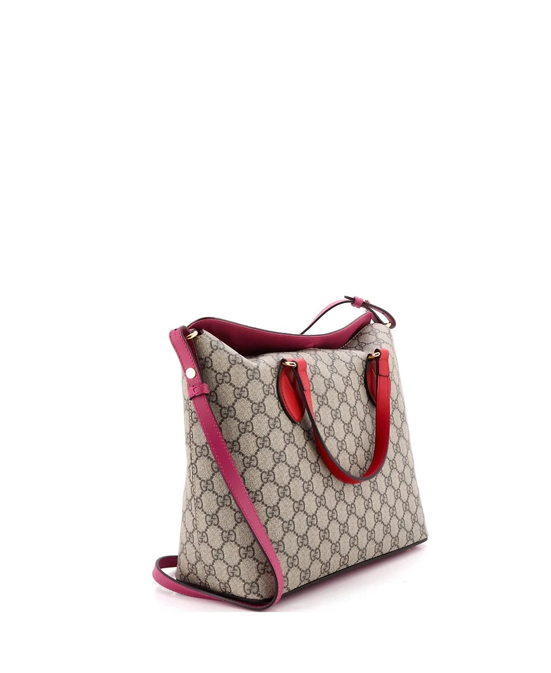 Pre-Owned Gucci Medium Signature Fold Over Tote Gg Coated Canvas with Leather