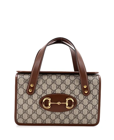 Pre-Owned Gucci Small Horsebit 1955 Boston Bag Gg Coated Canvas
