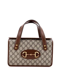Pre-Owned Gucci Small Horsebit 1955 Boston Bag Gg Coated Canvas