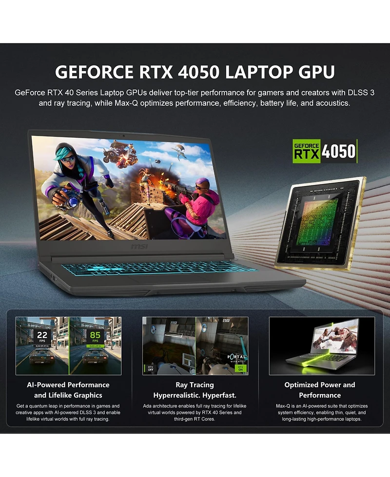 Msi Thin 15 15.6" Fhd Rtx 4050 Gaming Laptop, 144Hz, Intel Core i7-13620H, 32GB Ram, 2TB Ssd, Wi-Fi 6, Win11 Home, Black