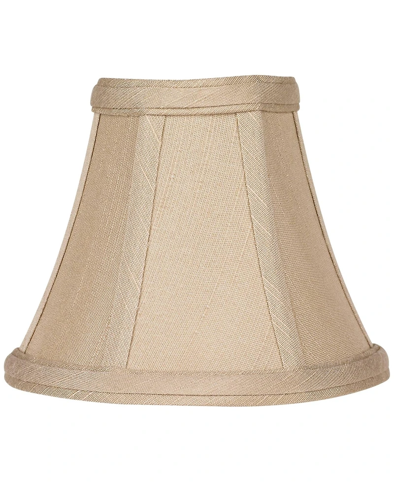 Imperial Shade Set of Bell Lamp Shades Evaline Taupe Brown Fabric Small 3" Top x " Bottom x 5" High Candelabra Clip-On Fitting