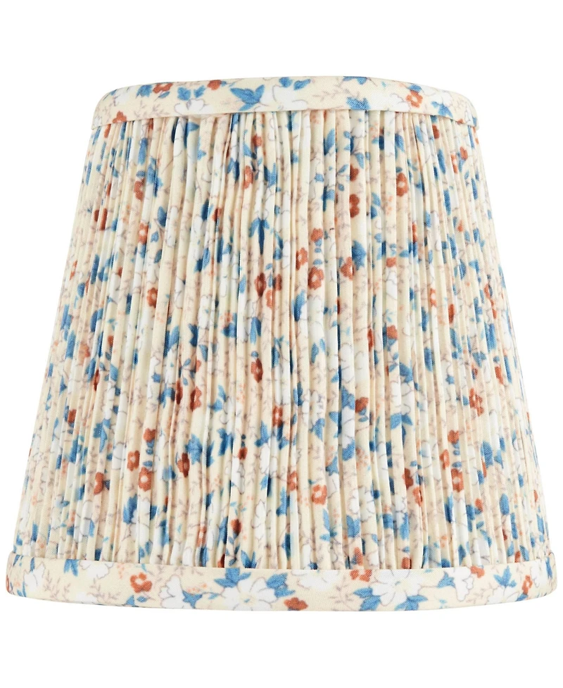 Springcrest 4" Top x 6" Bottom x 5 1/2" High x Print Lamp Shade Replacement Small Leaf Shirred Pleated Clip On Candelabra