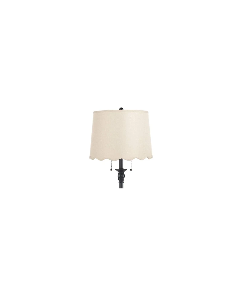 360 Lighting Dyna 58" High Black and Cream Scalloped Shade 2-Light Floor Lamp