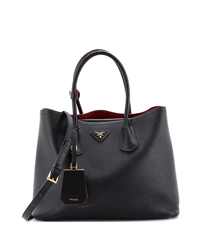 Pre-Owned Prada Medium Cuir Double Tote Saffiano Leather
