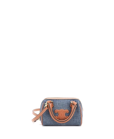 Pre-Owned Celine Mini Cuir Triomphe Boston Bag Denim