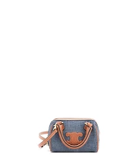 Pre-Owned Celine Mini Cuir Triomphe Boston Bag Denim