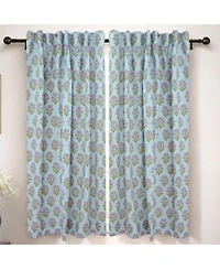 Fabdivine Juhi Boho Handmade Floral Block Print Linen Curtains