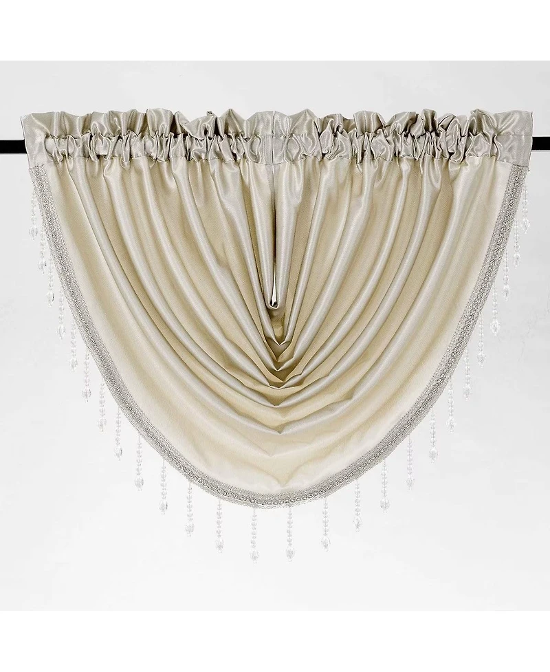 Kate Aurora 6 Piece Maison Estate Semi Sheer Collection Window Curtains and Beaded Valance Set