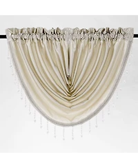Kate Aurora 6 Piece Maison Estate Semi Sheer Collection Window Curtains and Beaded Valance Set