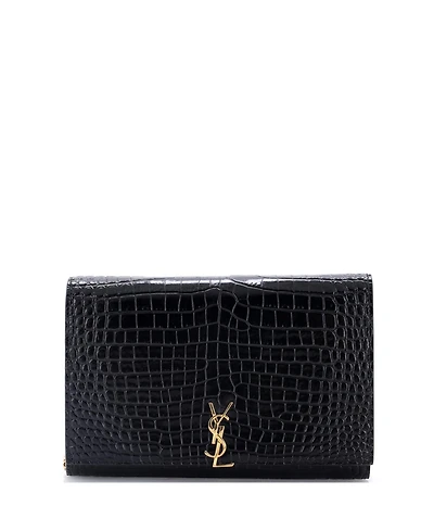 Pre-Owned Saint Laurent Classic Monogram Flap Chain Wallet Embossed Leather