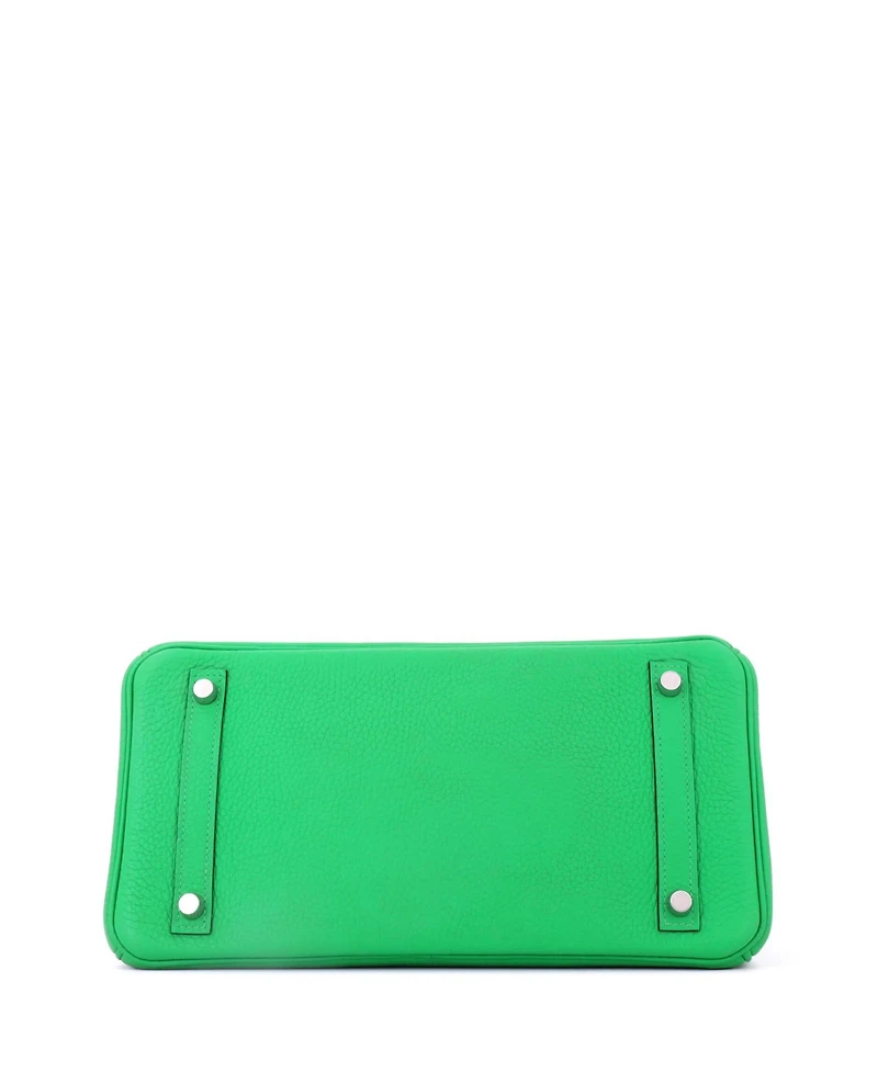 Pre-Owned Hermes Birkin 30 Handbag Green Clemence with Palladium Hardware