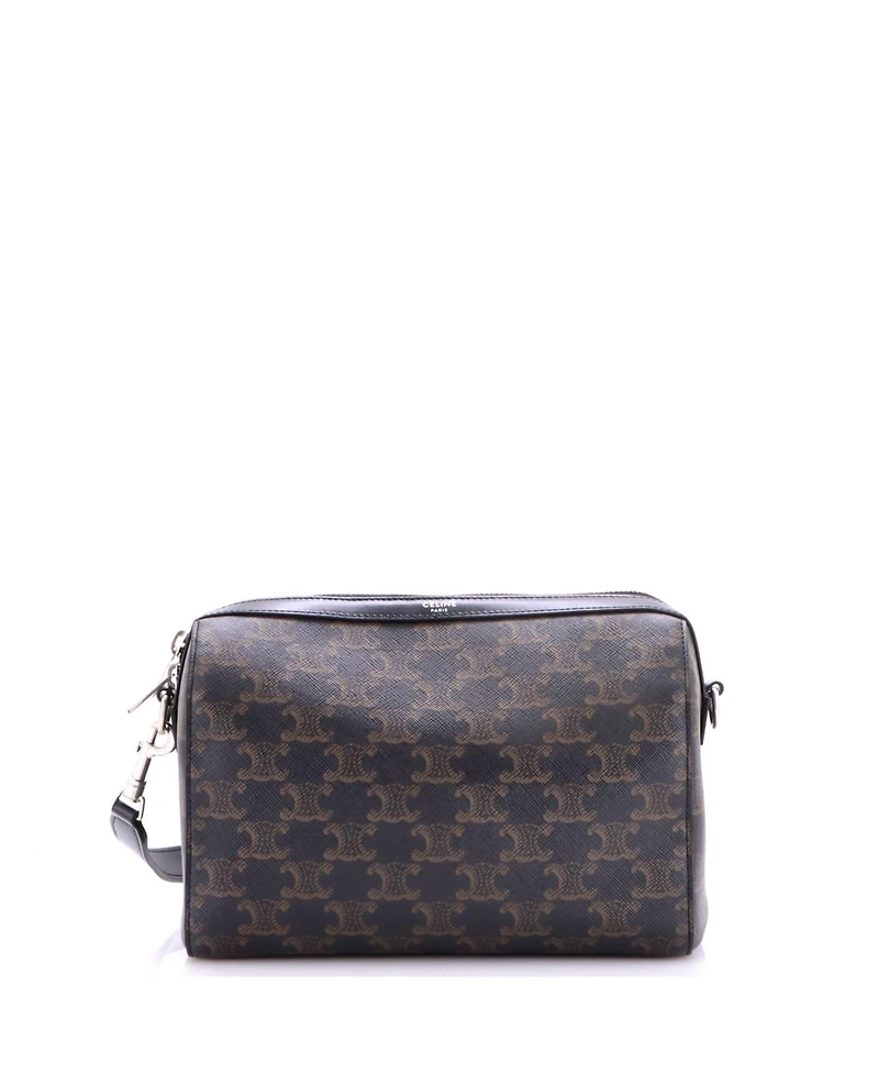 Pre-Owned Celine Mini Convertible Zip Boston Bag Triomphe Coated Canvas
