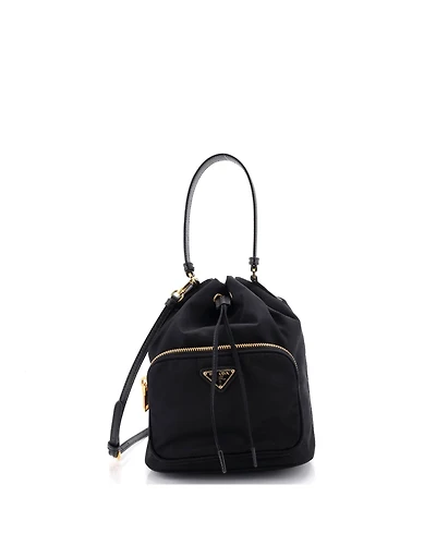 Pre-Owned Prada Small Drawstring Bucket Bag Tessuto