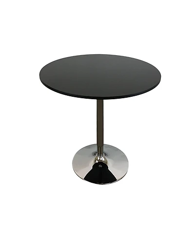 HomeRoots 36" Wood and Metal Pedestal Base Round Top Dining Table