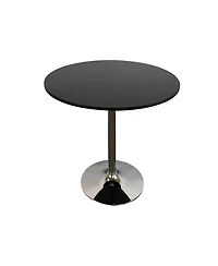 HomeRoots 36" Wood and Metal Pedestal Base Round Top Dining Table