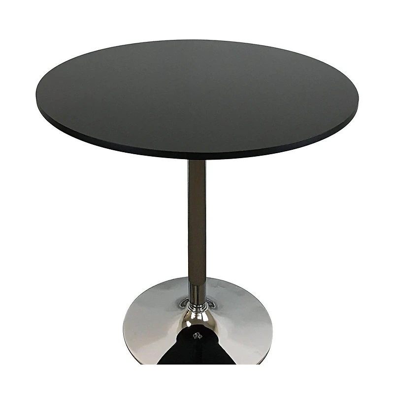 HomeRoots 36" Wood and Metal Pedestal Base Round Top Dining Table