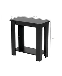 Sugift Compact 2-Tier End Table with Thickened Tabletop and Bottom Storage Shelf