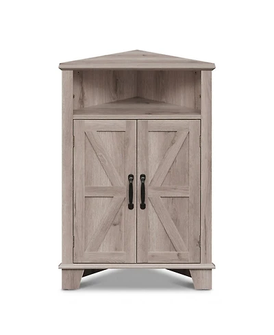 Sugift 4-Tier Corner Storage Cabinet with Open Shelf and 3-Level Adjustable Shelves