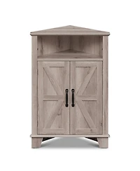 Sugift 4-Tier Corner Storage Cabinet with Open Shelf and 3-Level Adjustable Shelves