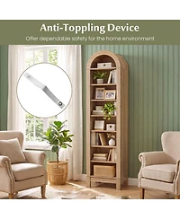Sugift 71 Inch Tall 8-Tier Arch Bookshelf with 3 Adjustable Shelves and Slim Footprint