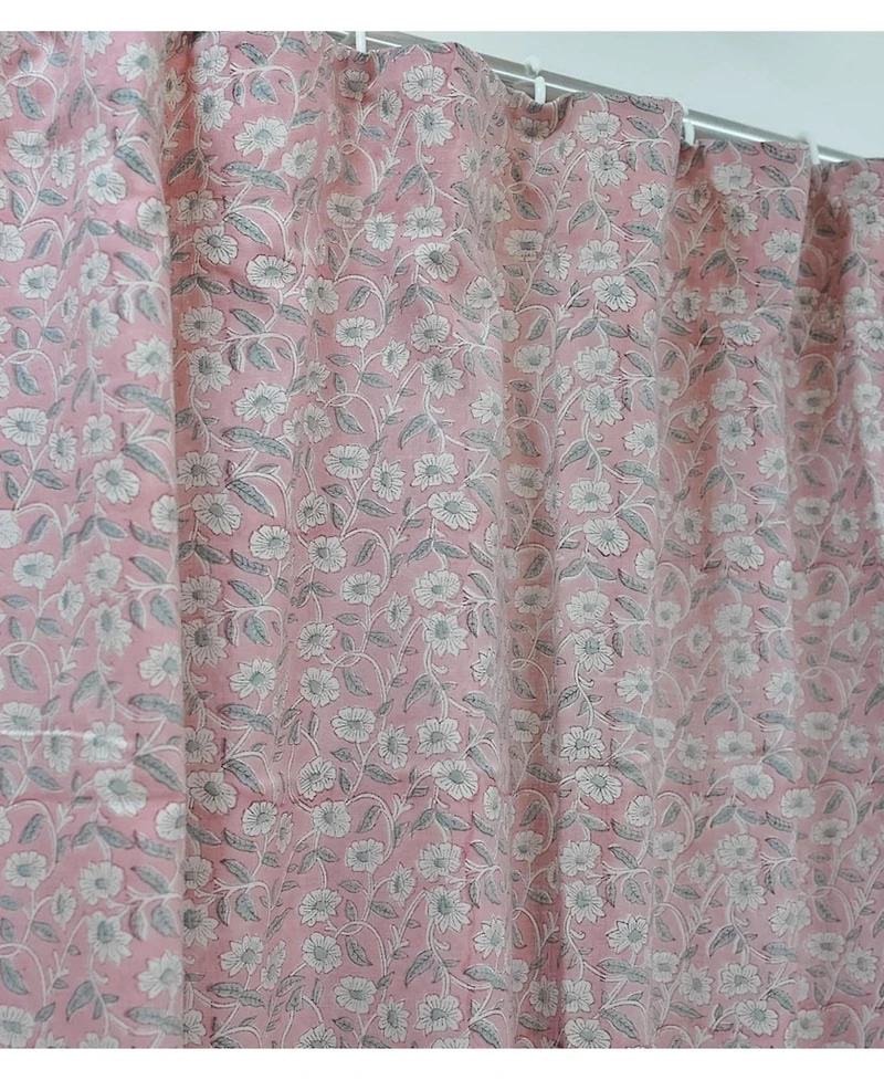 Fabdivine Haridwar Floral Block Print Viscose Linen Curtain