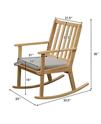 Sugift Solid Rubber Wood Rocking Chair with Removable Padded Seat Cushion