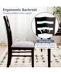 Sugift Farmhouse Dining Chairs Set of 2 with Wave Shaped Hollowed Backrest and Microfiber Velvet Seats