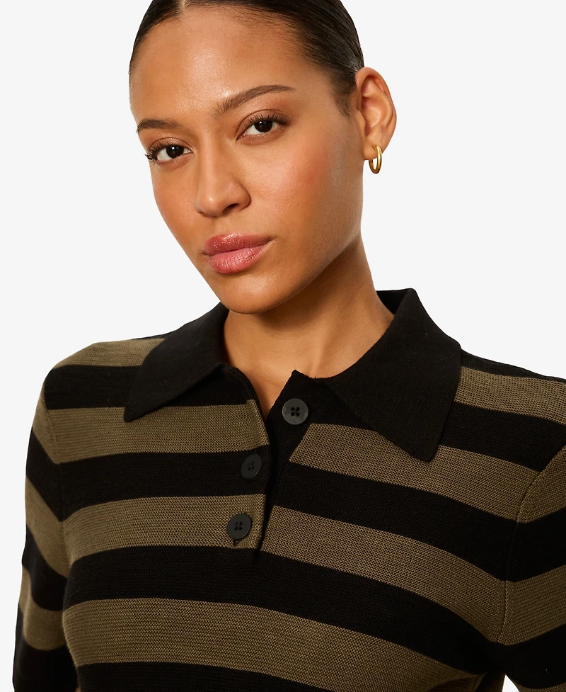 Sanctuary Women's For Keeps Short-Sleeve Striped Polo Sweater