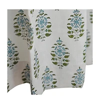 Fabdivine Floral Block Print Linen Curtain Handmade Boho Window Panel