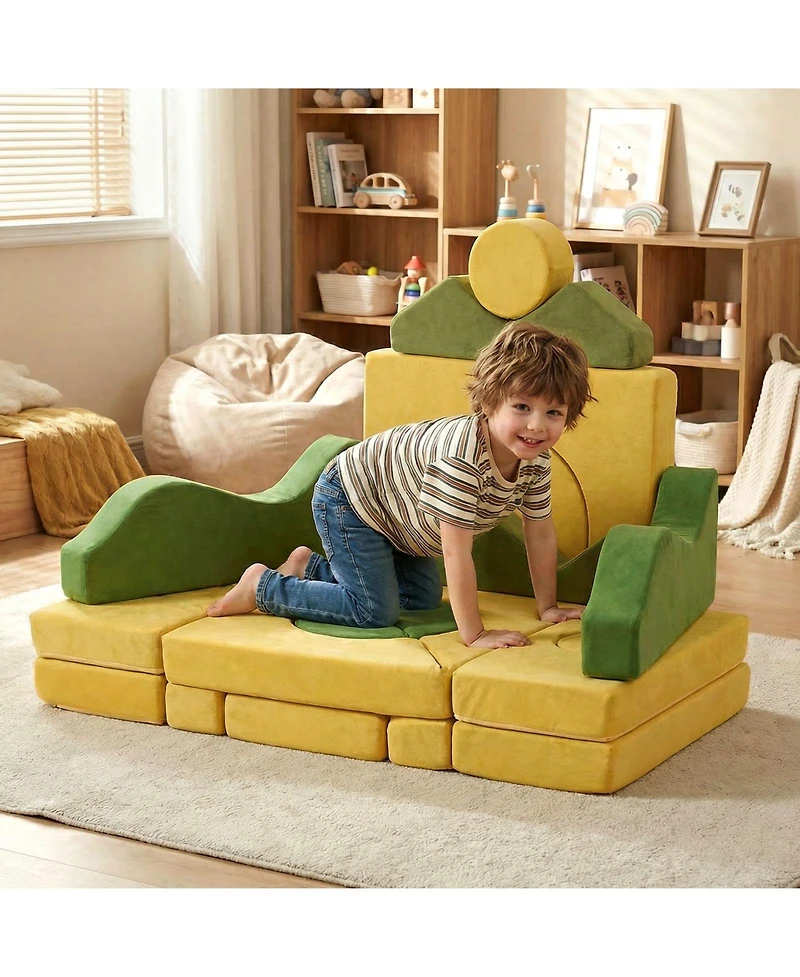 Slickblue 19-Piece Modular Kids Play Sofa for Creative Building and Indoor Play