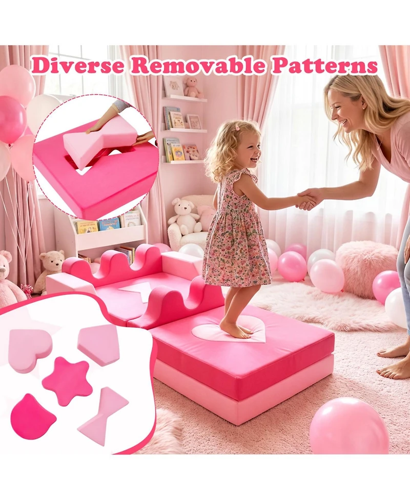 Slickblue 14-Piece Modular Kids Play Couch and Foam Climbing Block Set