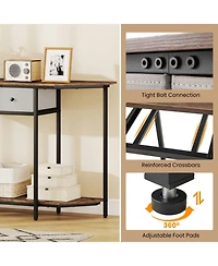 Sugift 51 Inches Console Table with 2 Folding Fabric Drawers and Open Storage Shelf