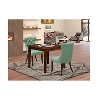 East West Furniture 3 Piece Dining Room Table Set Contains a Square Solid Wood Table