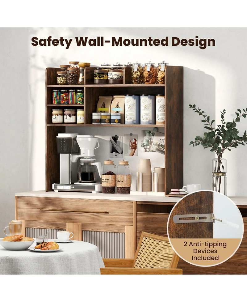 Sugift Desktop Bookshelf Countertop Storage Hutch with 6 Shelves Fits Monitors up to 32 Inches