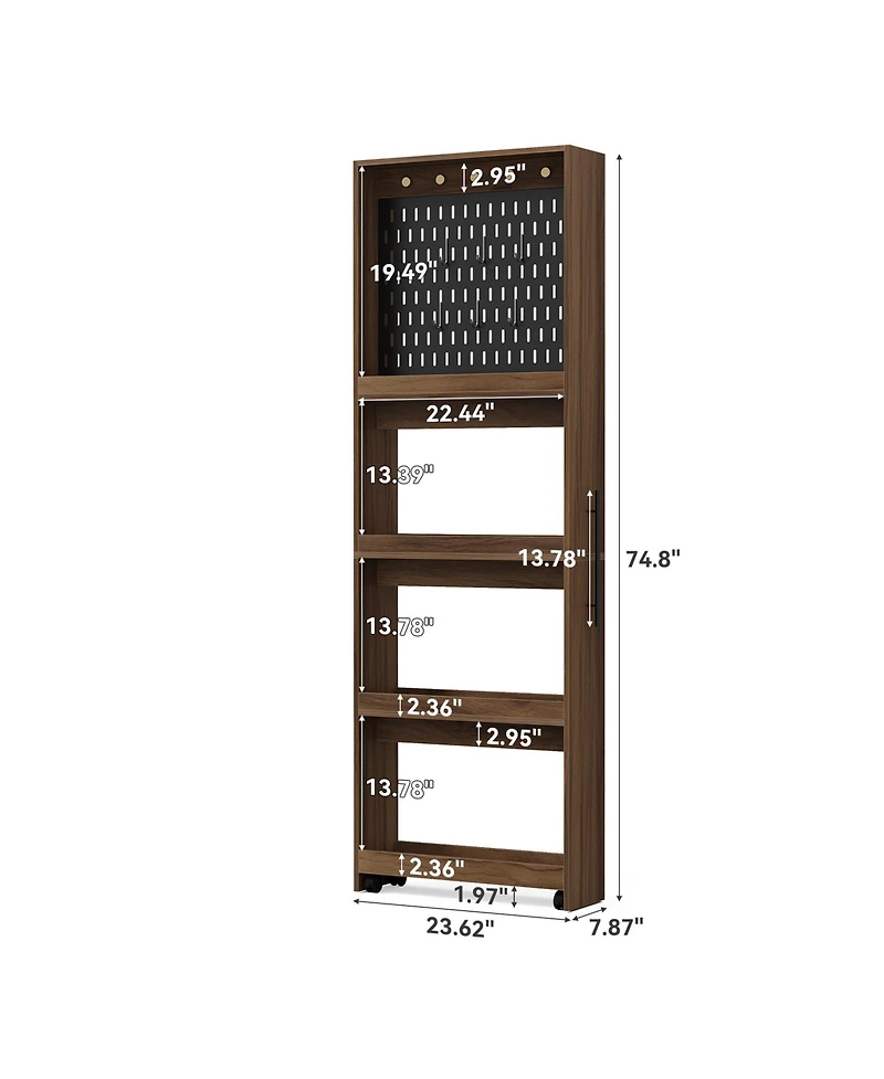 Tribesigns Extra Tall Slim Storage Cart Next to Fridge, Mobile Shelf