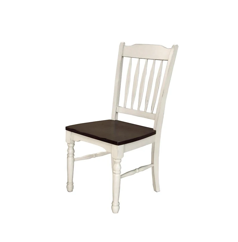 A-America British Isles Slatback Sidechair, Chalk-Cocoa Bean Finish
