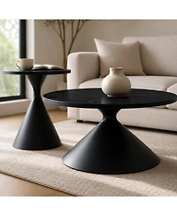 Streamdale Furniture 2-Piece Round Coffee Table Set with Patterned Top and Steel Base