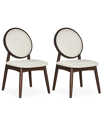 Sugift Upholstered Dining Chairs Set of 2 with Padded Linen Seat and Solid Rubber Wood Frame