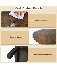 Sugift 47 Inch Round Dining Table for 4 to 6 People with 2-Tier Storage Shelves Industrial Kitchen Table