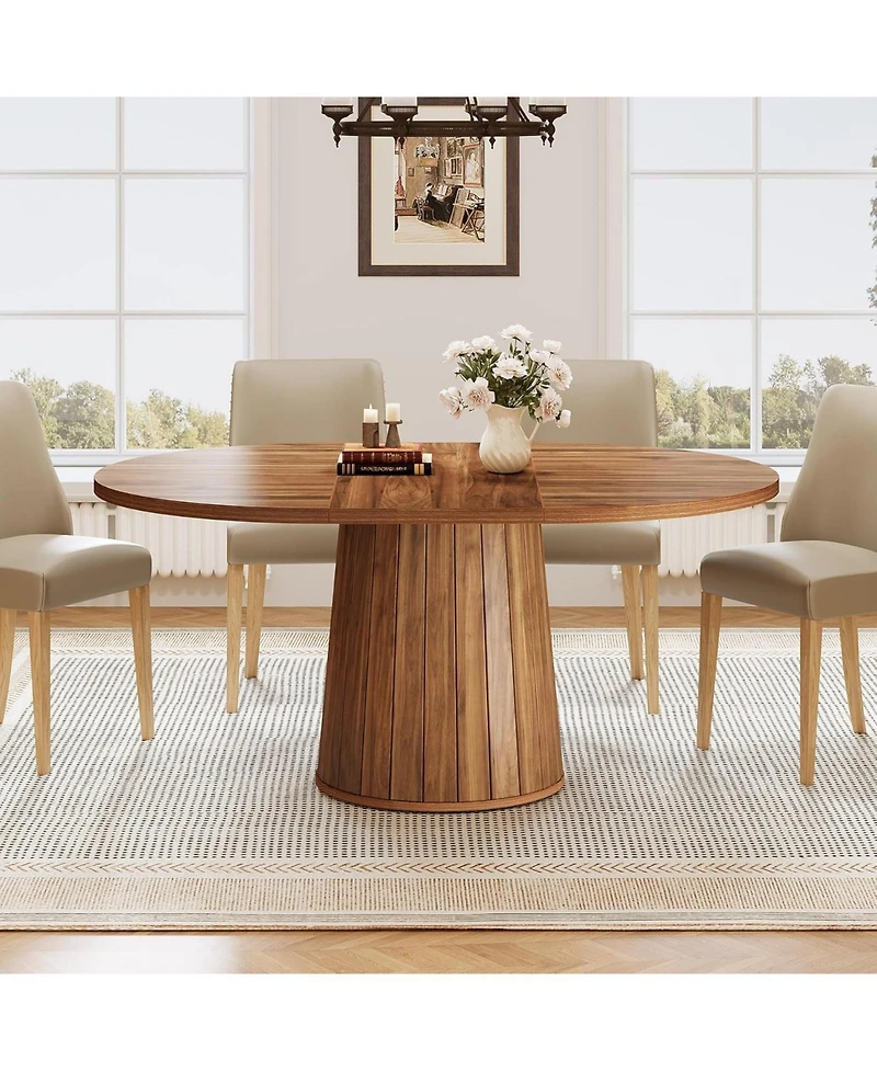 Tribesigns 55.11" Oval Dining Table for 6 with Pedestal