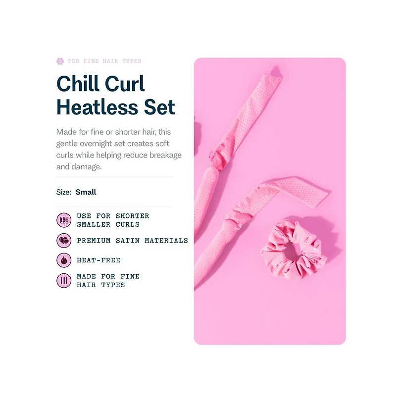 Gimme Beauty Chill Curl Heatless Styling Set Gentle and Breatable Hair Rods for Overnight Curls Fine Hair, 4 Count